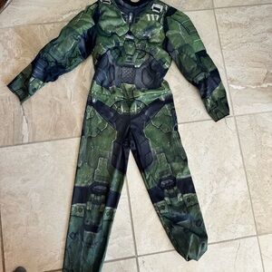 Kids Halo medium (7-8) Green Soldier army Costume - Military Style